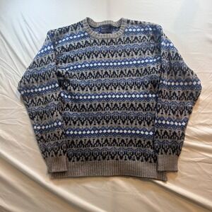 Specialty Collection Authentic Classics Blue Gray Fair Isle Wool Blend Sweater M
